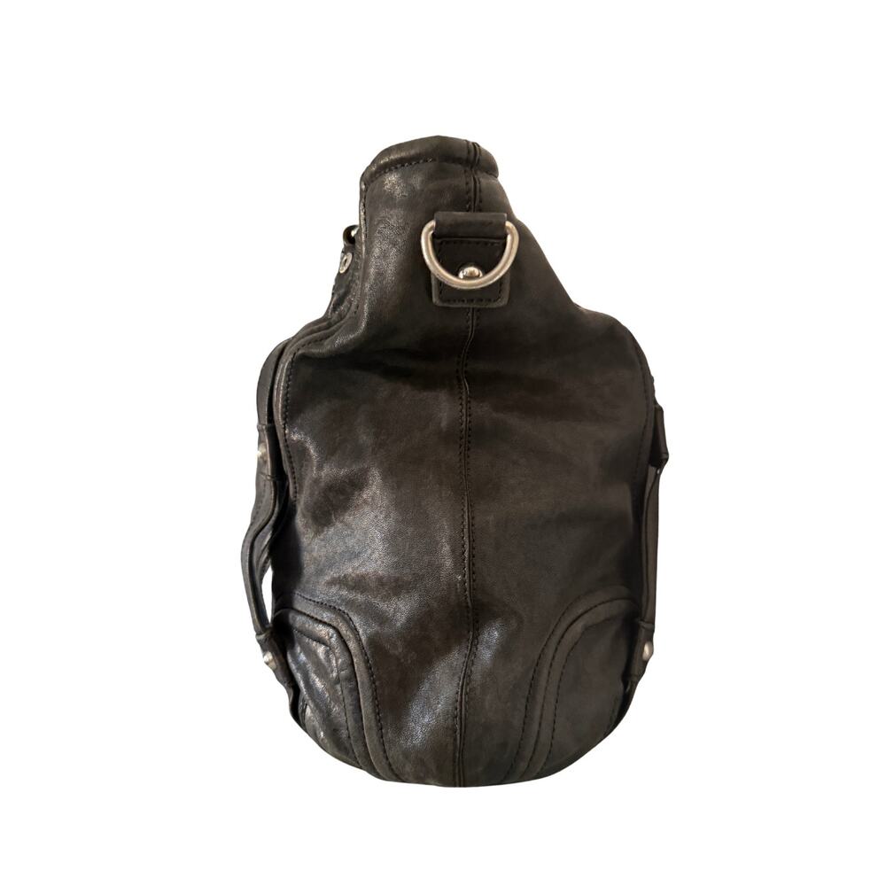 Black Leather Bebe Tote Bag with shoulder strap silver hardware - Picture 4 of 7